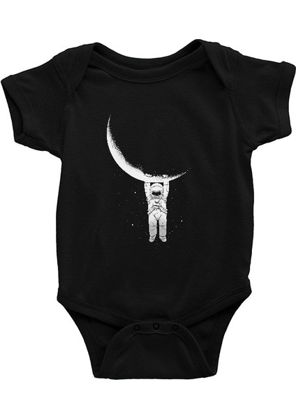 Aydan Sarkan Astronot Siyah Unisex Bebek Body - Zıbın