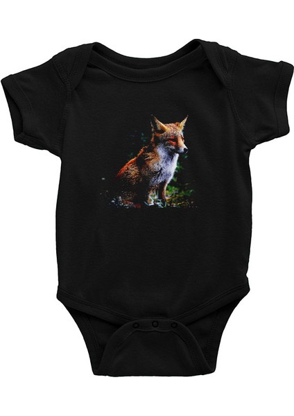 Tilki Siyah Unisex Bebek Body - Zıbın