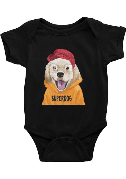 Süper Köpek Golden Retriever Siyah Unisex Bebek Body - Zıbın