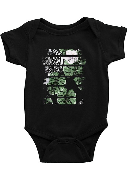 Tropik Zebra Siyah Unisex Bebek Body - Zıbın