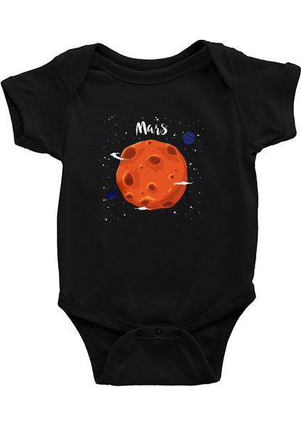 Kızıl Gezegen Mars Siyah Unisex Bebek Body - Zıbın