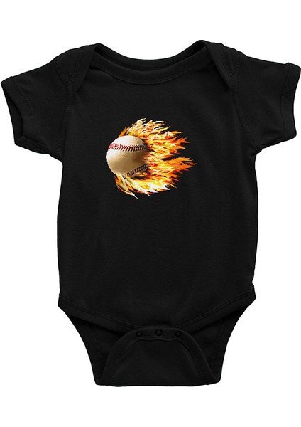 Beyzbol - Baseball Siyah Unisex Bebek Body - Zıbın