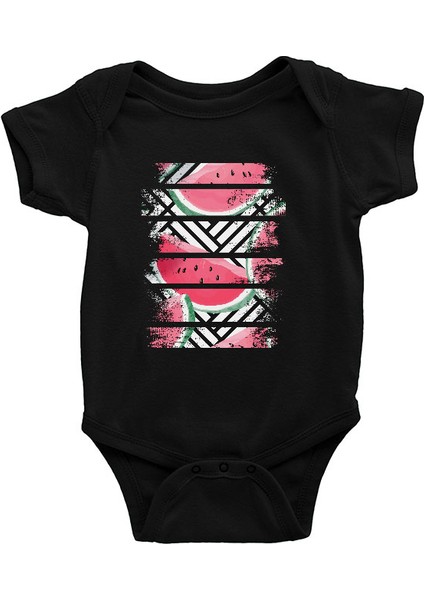 Karpuz Siyah Unisex Bebek Body - Zıbın