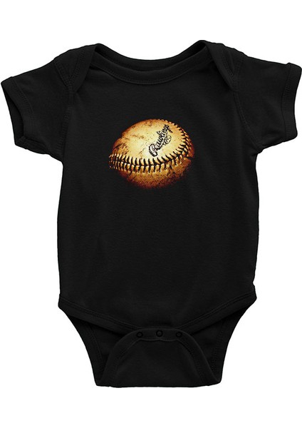 Beyzbol - Baseball Siyah Unisex Bebek Body - Zıbın