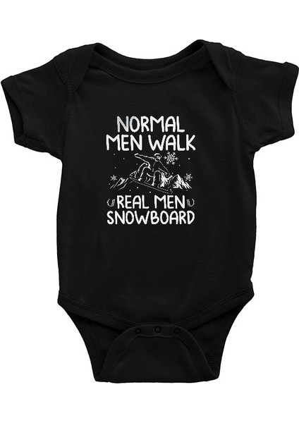 Snowboarding Siyah Unisex Bebek Body - Zıbın