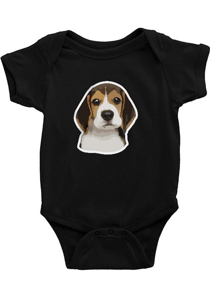 Beagle Sevimli Siyah Unisex Bebek Body - Zıbın