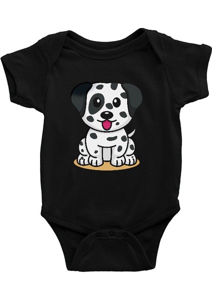Sevimli Dalmaçyalı Siyah Unisex Bebek Body - Zıbın