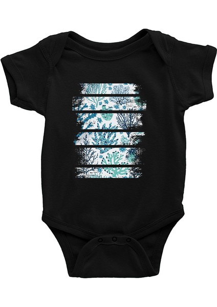 Botanik Akvaryum Yosunları Siyah Unisex Bebek Body - Zıbın