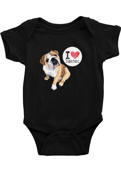 Buldog Seviyorum Siyah Unisex Bebek Body - Zıbın