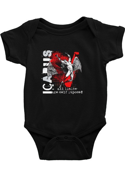 Ikarus Siyah Unisex Bebek Body - Zıbın
