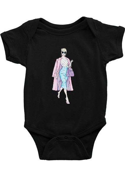 Moda Ikonu Siyah Unisex Bebek Body - Zıbın