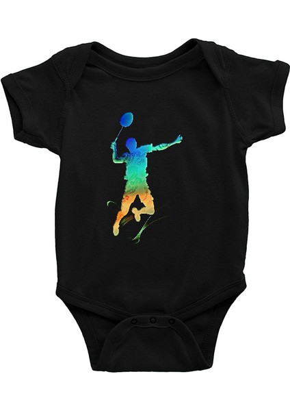 Badminton Siyah Unisex Bebek Body - Zıbın