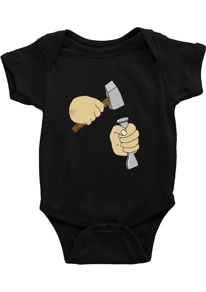 Heykeltıraş Siyah Unisex Bebek Body - Zıbın