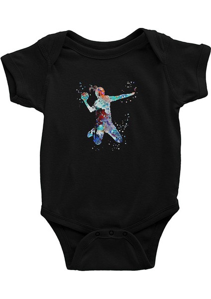 Handball Siyah Unisex Bebek Body - Zıbın