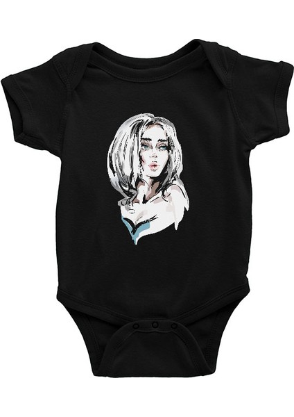 Fashion Girl Siyah Unisex Bebek Body - Zıbın