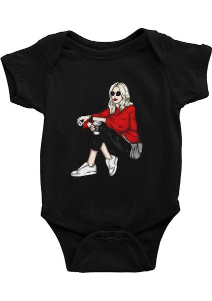 Kahve Sevgisi Fashion Siyah Unisex Bebek Body - Zıbın