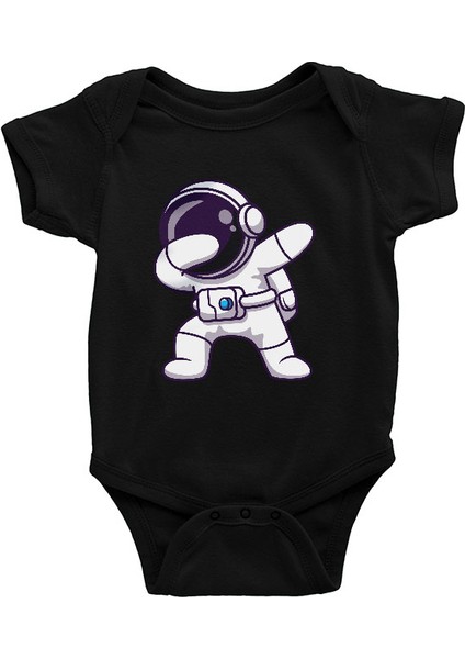 Dabbing Dab Astronot Siyah Unisex Bebek Body - Zıbın