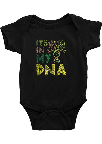 Dna Bahçe Siyah Unisex Bebek Body - Zıbın