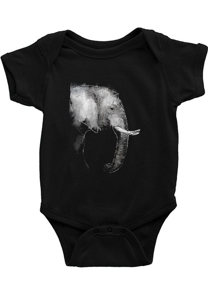 Fil Siyah Unisex Bebek Body - Zıbın