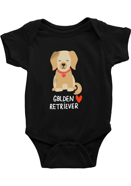 Sevimli Golden Retriever Siyah Unisex Bebek Body - Zıbın