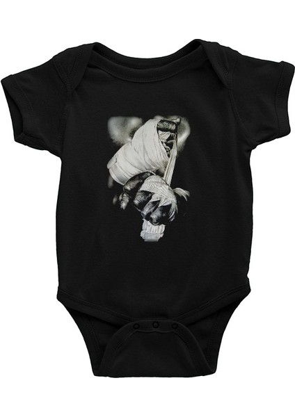 Kick Box Siyah Unisex Bebek Body - Zıbın