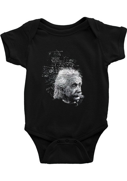Albert Einstein Kuantum Mekaniği Siyah Unisex Bebek Body - Zıbın
