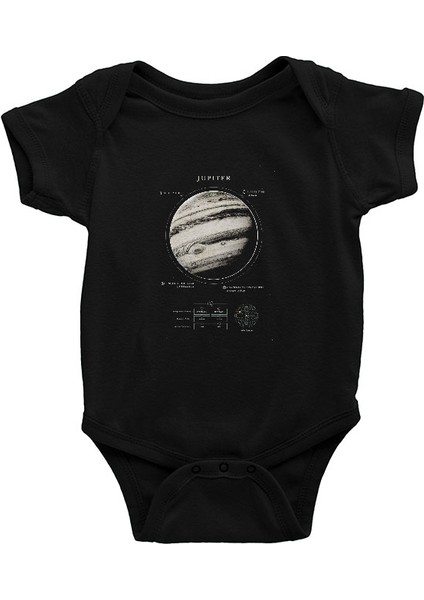 Jüpiter Fiziksel Özellikleri Siyah Unisex Bebek Body - Zıbın
