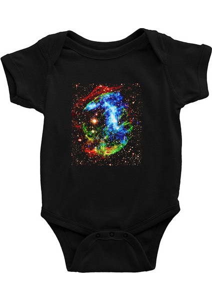 Süpernova Siyah Unisex Bebek Body - Zıbın