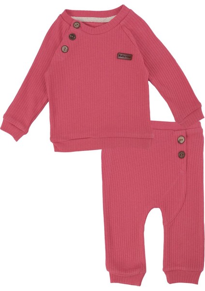 Unisex Bebek Raporlu Basic Düğme Detaylı 2'li Alt Üst Takım