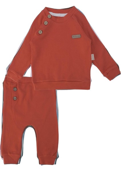 Unisex Bebek Raporlu Basic Düğme Detaylı 2'li Alt Üst Takım