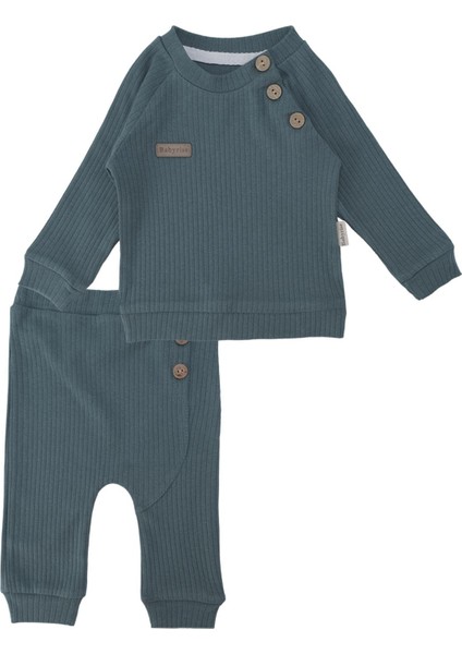 Unisex Bebek Raporlu Basic Düğme Detaylı 2'li Alt Üst Takım