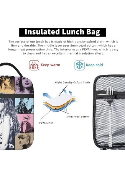 Lunch Bag Taylor Box With Bottle Holder Music Themed Insulated Refrigerated Lunch Box For Women S Work School Office Picnic Hiking Beach (Yurt Dışından) indirimleri