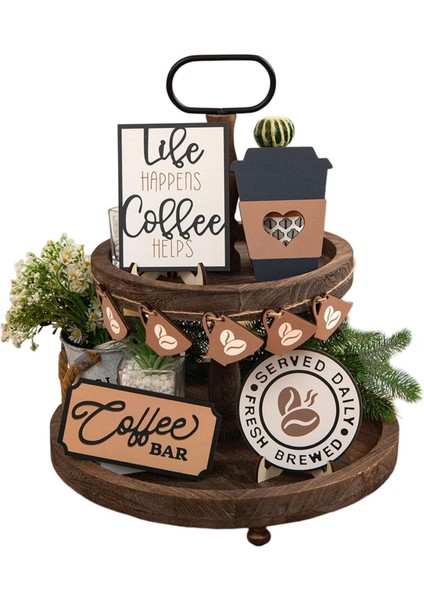 Kahve Sağlam Tray Değiştirici Bar Wooden Home Kitchen Farmhouse Istasyonu Tabletopu (Yurt Dışından)
