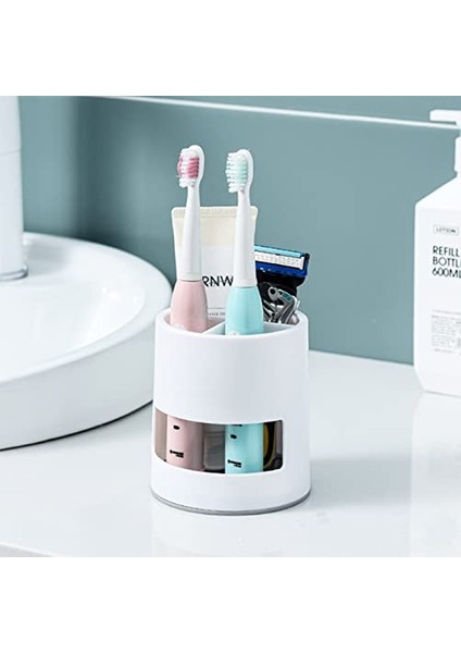 White Toothbrush Holders, 3.9 * 4.3 Inches Multi-Functional Storage Bucket Holders For Bathrooms Countertop Stand Bathroom Accessories Organizer Holder Set (Yurt Dışından) modelleri