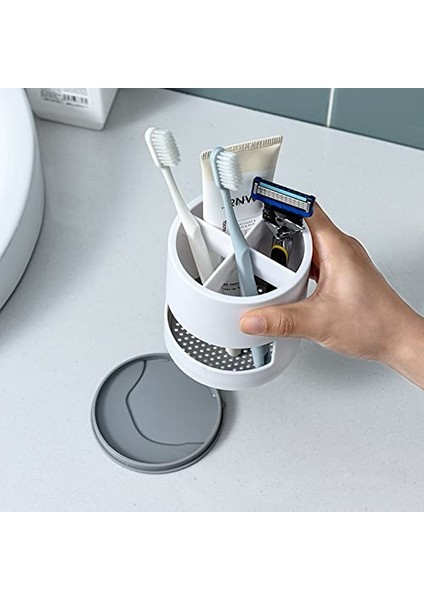 White Toothbrush Holders, 3.9 * 4.3 Inches Multi-Functional Storage Bucket Holders For Bathrooms Countertop Stand Bathroom Accessories Organizer Holder Set (Yurt Dışından) fırsatları