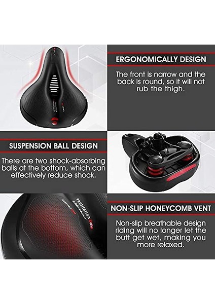 Comfort Erkek ve Kadın Koltuk Minderi Çift Şok Topu Hafızalı Köpük Su Geçirmez Geniş Bisiklet Selesi Sa/spor/iç Mekan/dağ/yol Bisikletleri Için (Yurt Dışından)