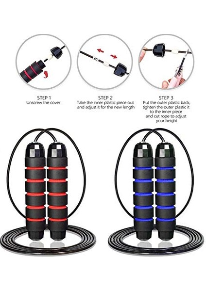 2'li Paket Daralan Atlama Ipi, Kadın ve Çocuk Halatlarıyla Uyumlu, Hızlı Atlamalar Için Bilyalı Rulmanlarla Çalışır, Evde Okul Spor Salonu Egzersizi ve Için Ayarlanab (Yurt Dışından) indirimleri
