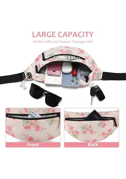 Büyük Crossbody Fanny Paketi 4-Zipper Pockets, Enjoy Sports Festivali Gezgin Çalışan Casual Eller-Özgür Cüzdanlar Bekle Telefon Çantası Tüm Telefonlar (Yurt Dışından)