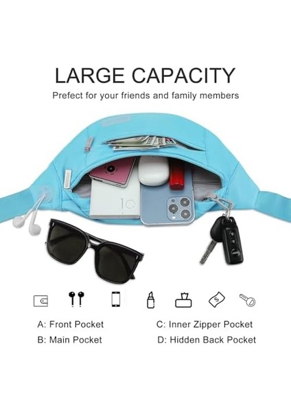 Büyük Crossbody Fanny Paketi 4-Zipper Pockets, Enjoy Sports Festivali Gezgin Çalışan Casual Eller-Özgür Cüzdanlar Bekle Telefon Çantası Tüm Telefonlar (Yurt Dışından)