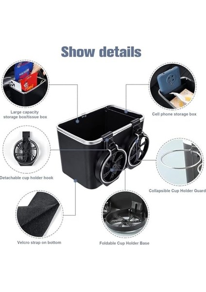 Araba Kolçak Saklama Kutusu,bardak Tutuculu Koltuğu Kutusu,2 Bardak Kutusunu Yükseltin,ayarlanabilir Çok Fonksiyonlu 7 * 4.5 4.5in Kutusu (Yurt Dışından) indirimleri