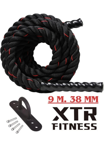 Xtr Fitness Crossfit Halatı 9metre 38MM Siyah-Kırmızı