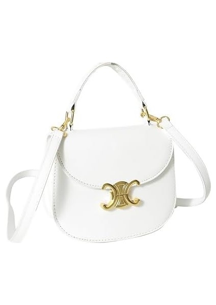 Kadın Deri Omuz Çantası Trendy Tasarımcı Zafer Kemeri Crossbody Çanta Küçük Bez (Yurt Dışından)
