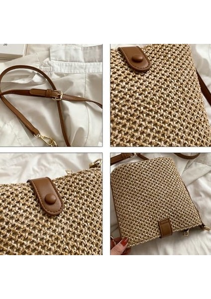 Kadınlar Için Hasır Plaj Çantaları Rattan Çantalar Yaz Hasır Kova Çanta Crossbody El Dokuması Rafya Çanta Çanta Çanta Omuz Çantası (Yurt Dışından) indirimleri