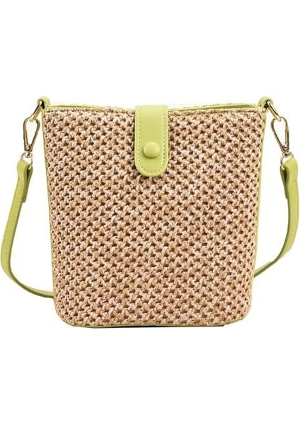 Kadınlar Için Hasır Plaj Çantaları Rattan Çantalar Yaz Hasır Kova Çanta Crossbody El Dokuması Rafya Çanta Çanta Çanta Omuz Çantası (Yurt Dışından)