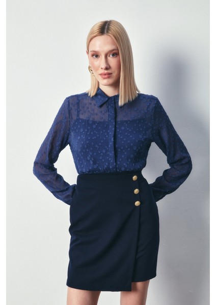 Desenli Klasik Gömlek - Lacivert fiyatları