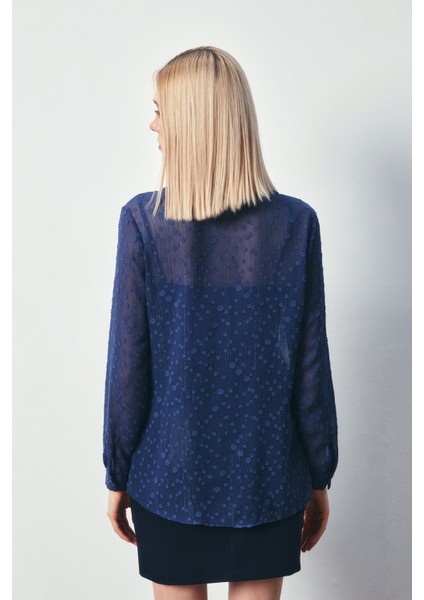 Desenli Klasik Gömlek - Lacivert indirimleri