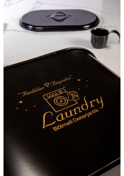 Bölmeli Metal Kapaklı Ölçekli Deterjanlık, Toz Deterjanlık, Banyo Deterjanlık, Siyah fiyatları