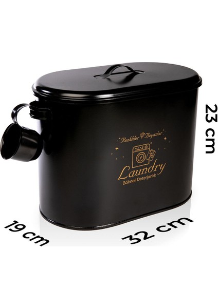 Bölmeli Metal Kapaklı Ölçekli Deterjanlık, Toz Deterjanlık, Banyo Deterjanlık, Siyah modelleri