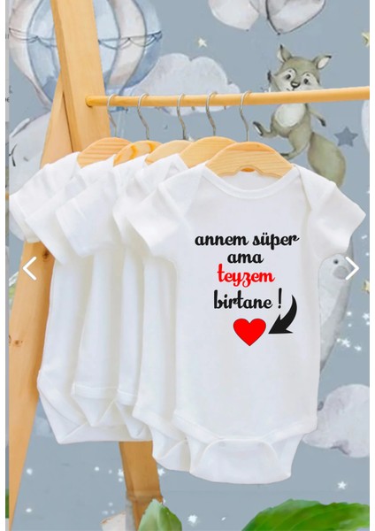 Baskılı 5 Adet Pamuk 5li Beyaz Kısa Kollu Bebek Body