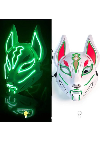 Neon LED Cosplay Maske - Yeşil (Yurt Dışından)
